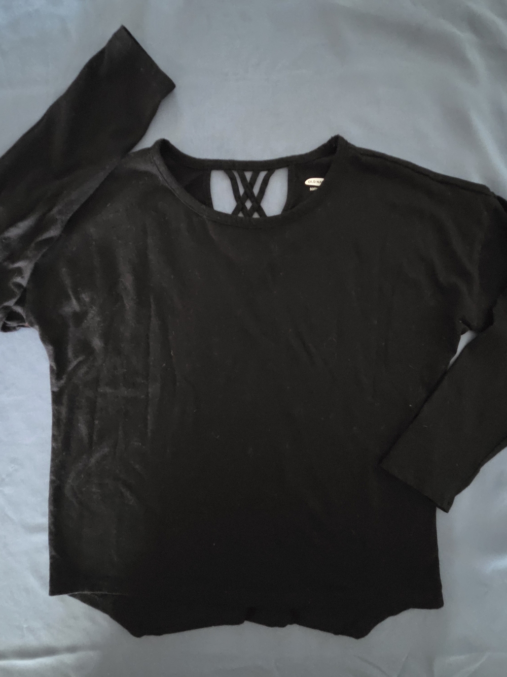 Girls Old Navy Black Long Sleeve Top with Crisscross Back Size Med 8